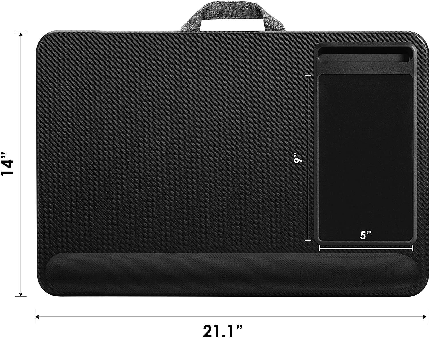Home Office Pro Lap Desk with Wrist Rest, Mouse Pad, and Phone Holder - Black Carbon - Fits Up To 15.6 Inch Laptops - style No. 91598