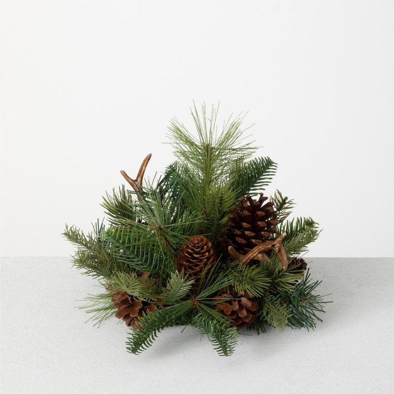 Sullivans Pine & Antler Artificial Orb Decorative Filler 11"H Green