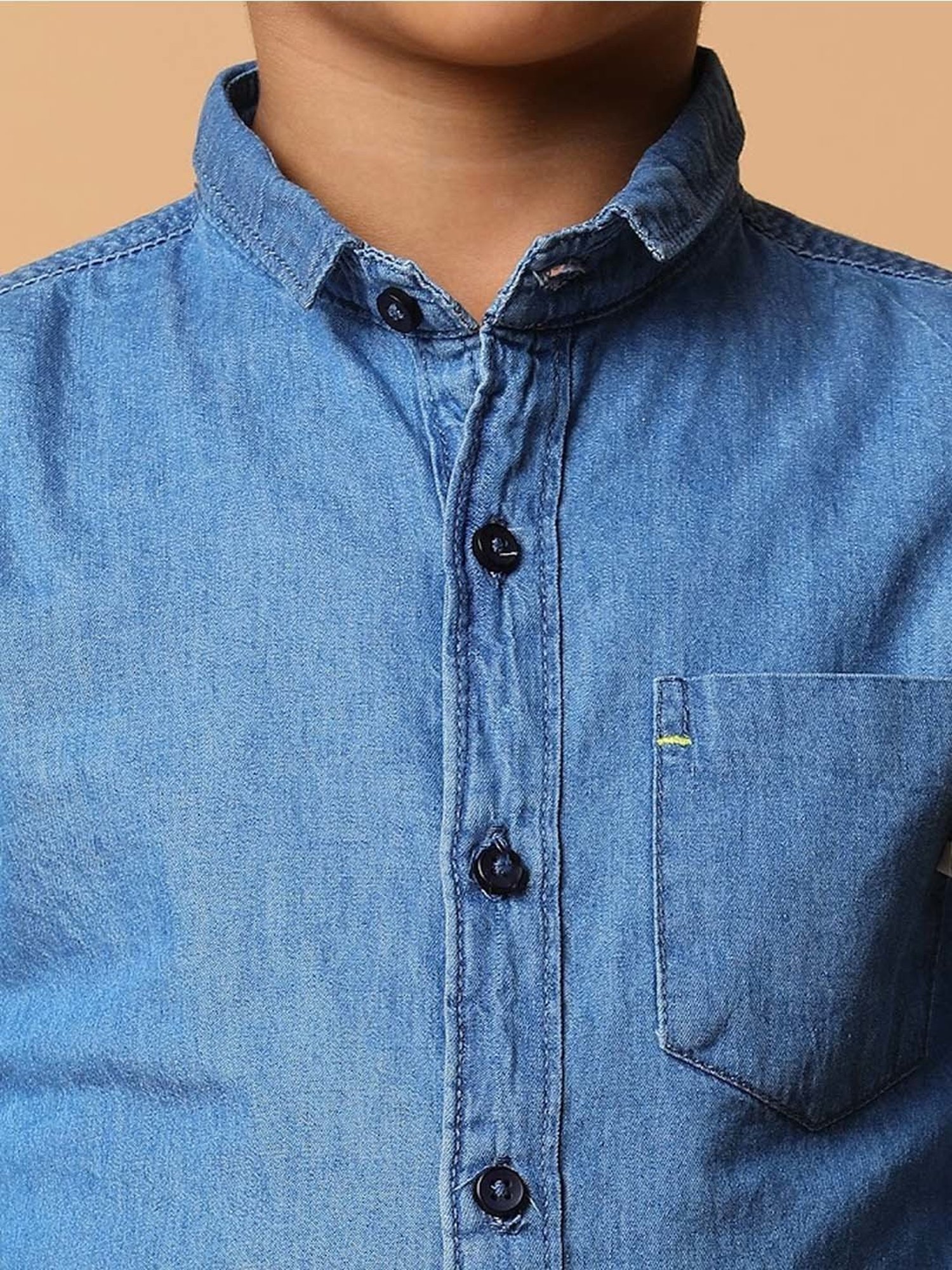 Tales & Stories Kids Blue Cotton Regular Fit Full Sleeves Shirt