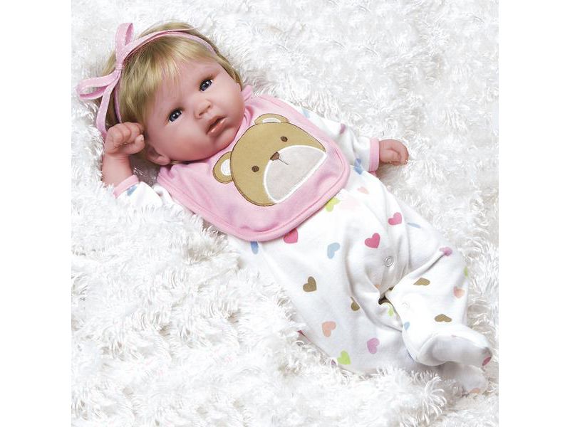 Paradise Galleries "Happy Teddy" Girl Reborn Baby Doll.  19" Great 1st Baby Doll That Comes With 3 Accessories.  Age 3+