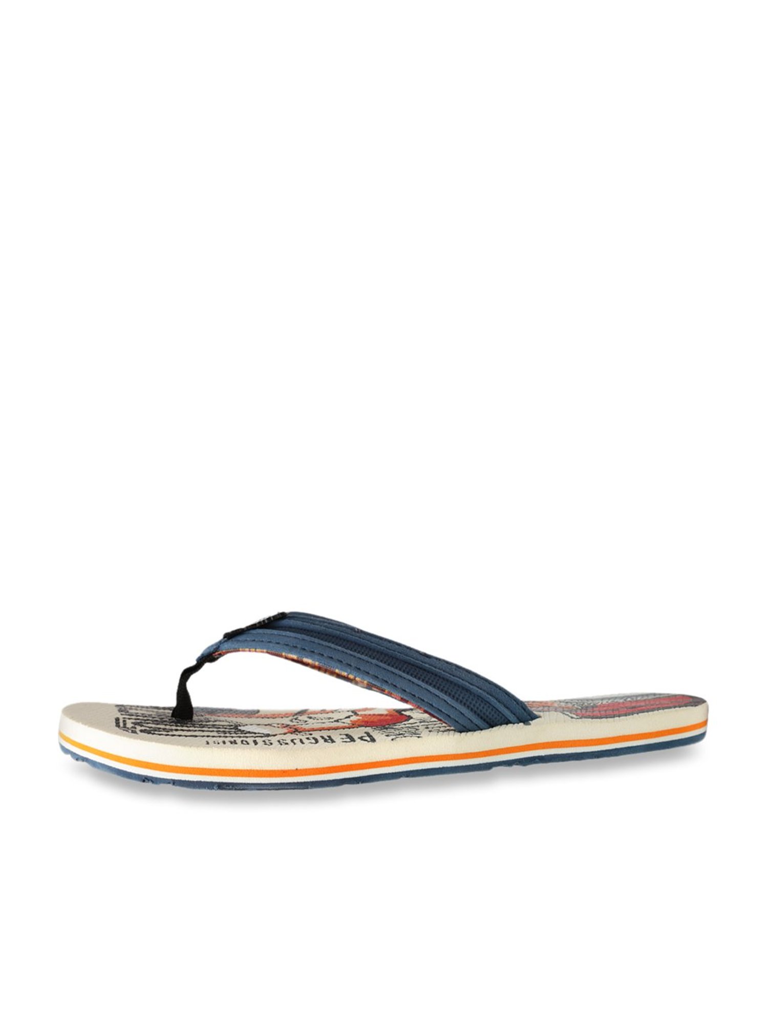 Yellow by Westside Navy Stripe Pattern Slides