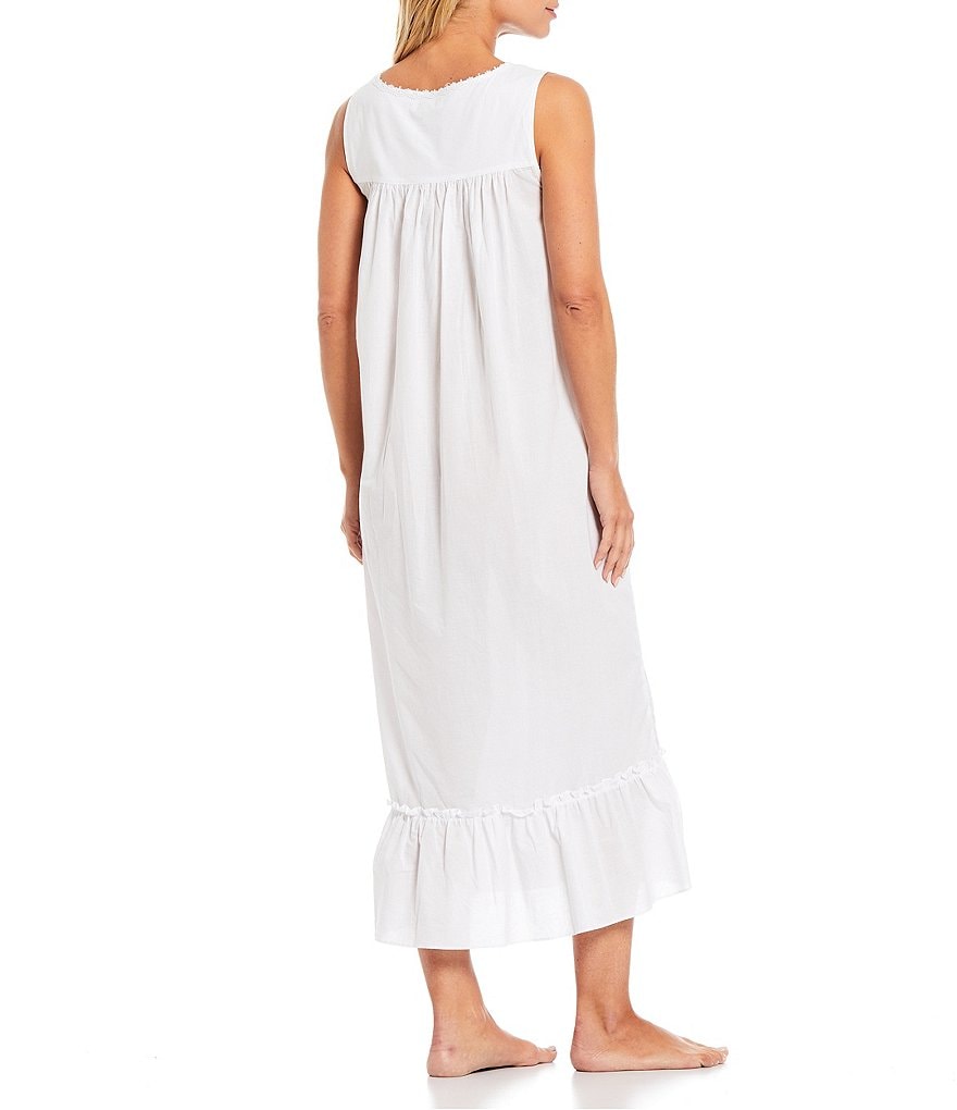 Eileen West Solid Woven Lawn Square Neck Sleeveless Ballet Nightgown