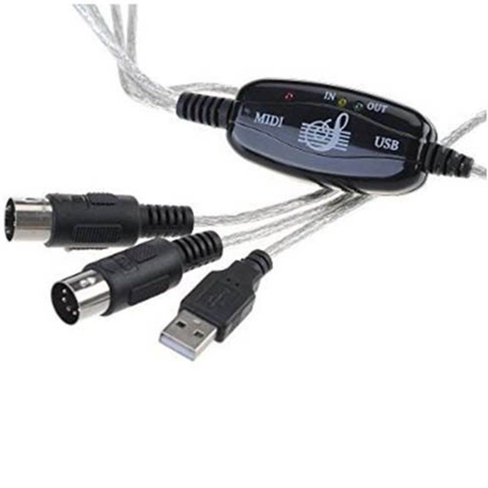 USB IN-OUT MIDI cable converter PC to music keyboard adapter cord X0Q5