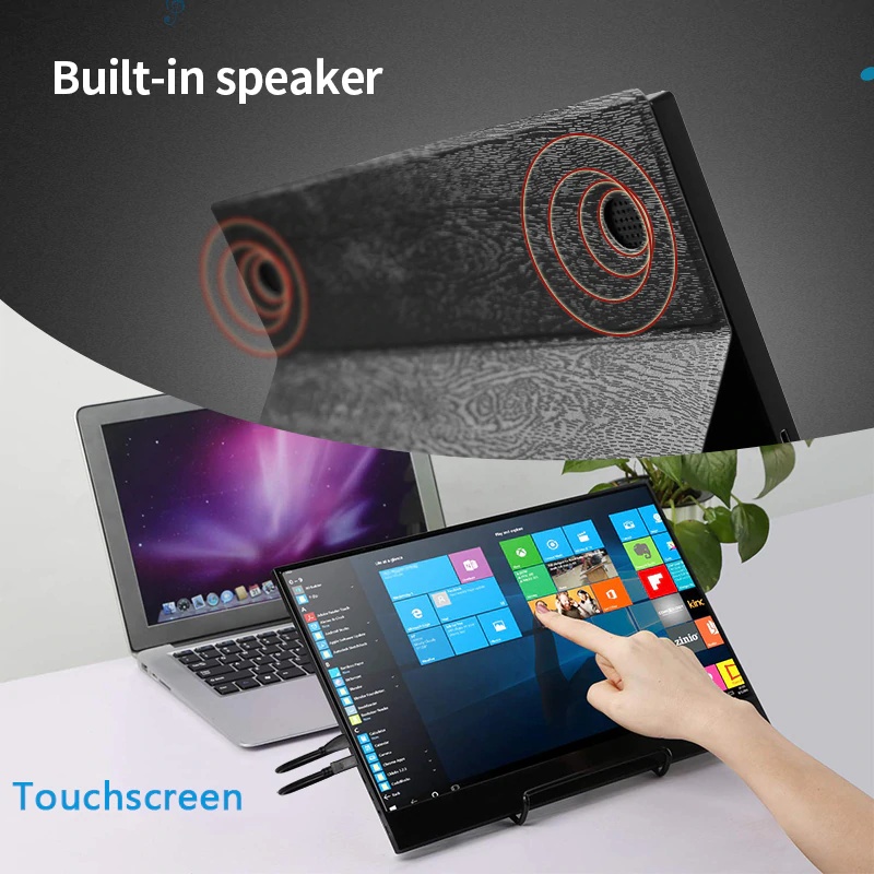 Global portable display 15.6-inch touch full HD computer monitor USB C dual monitor with speakers, gaming monitor for PS3 PS4 Xbox Nintendo Raspberry Pi