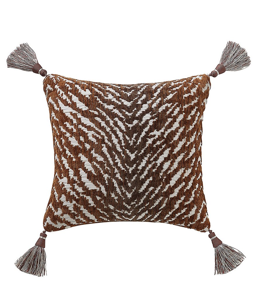 Rose Tree Vianos Jacquard Zebra Tassel Square Pillow