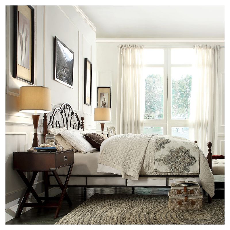 Sereno Metal Bed King Bronze/Cherry - Inspire Q