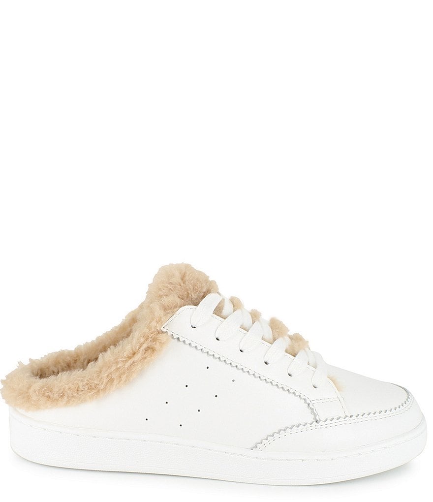 Splendid Frieda Leather Faux Fur Shearling Lined Sneaker Mules