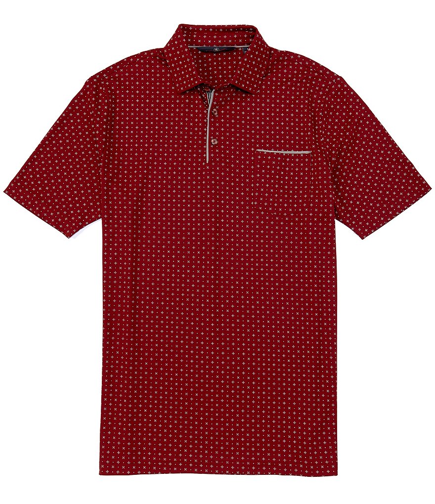 Hart Schaffner Marx Short Sleeve Pocket Diamond Print Polo
