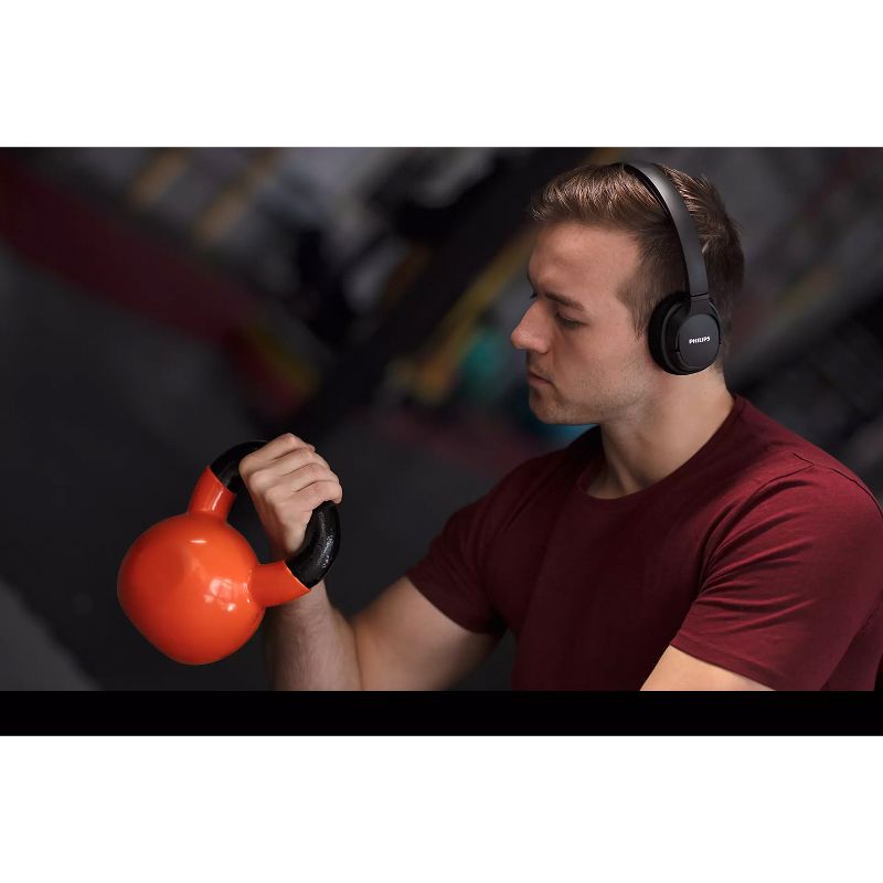 Philips ActionFit SH402 Wireless Bluetooth Headphones, IPX4 Splash-Resistance, Up to 20+ Hours of Play time, Echo Cancellation, Quick Charge, Smart Pairing and Cooling Earcups, Black (TASH402BK)