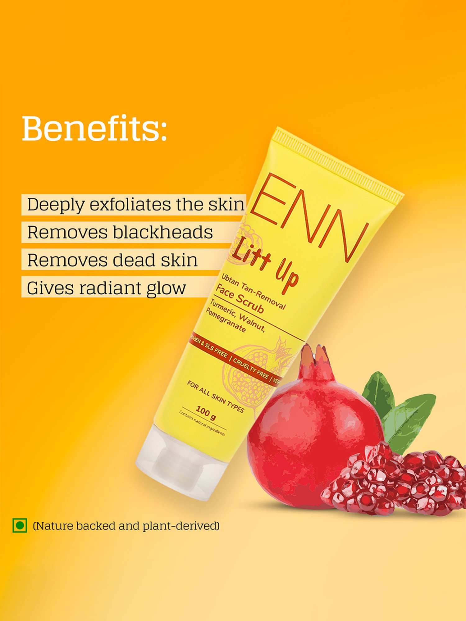 ENN Litt Up Ubtan Tan Removal Face Scrub - 100 gm