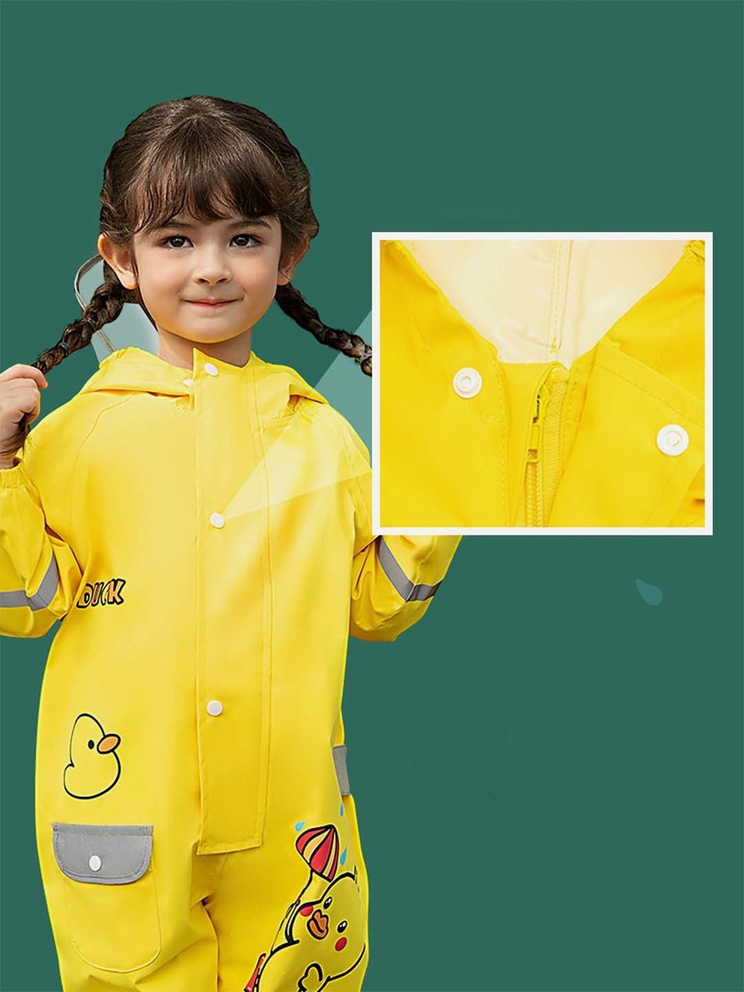 Little Surprise Box Kids Yellow Printed Full Sleeves Raincoat