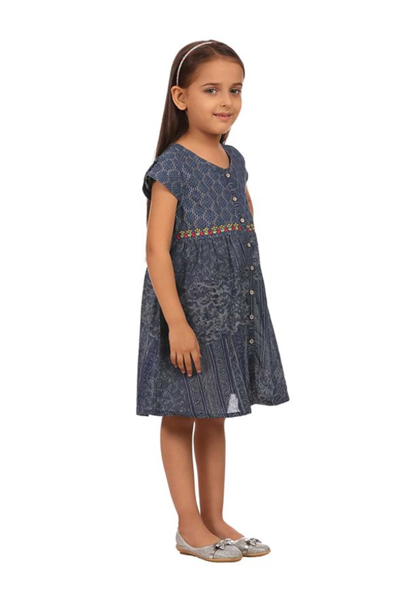 BIBA Girls Navy Printed Dress