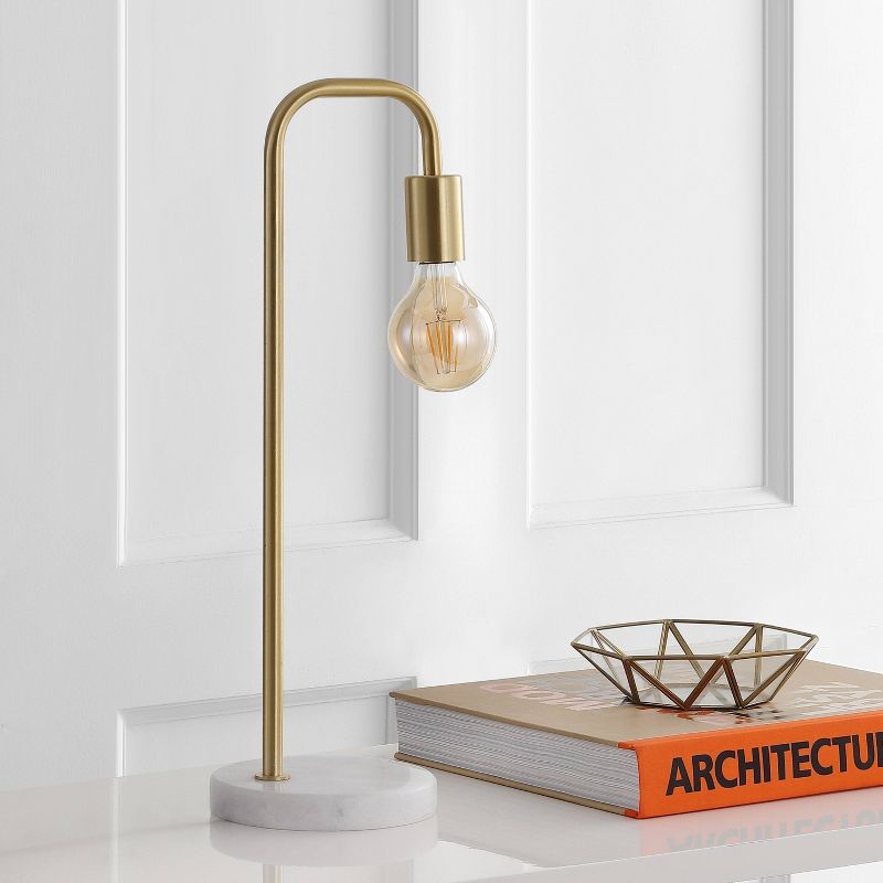 20.5" Metal/Marble Minimalist Glam Pipe Table Lamp (Includes LED Light Bulb) Brass - Jonathan Y