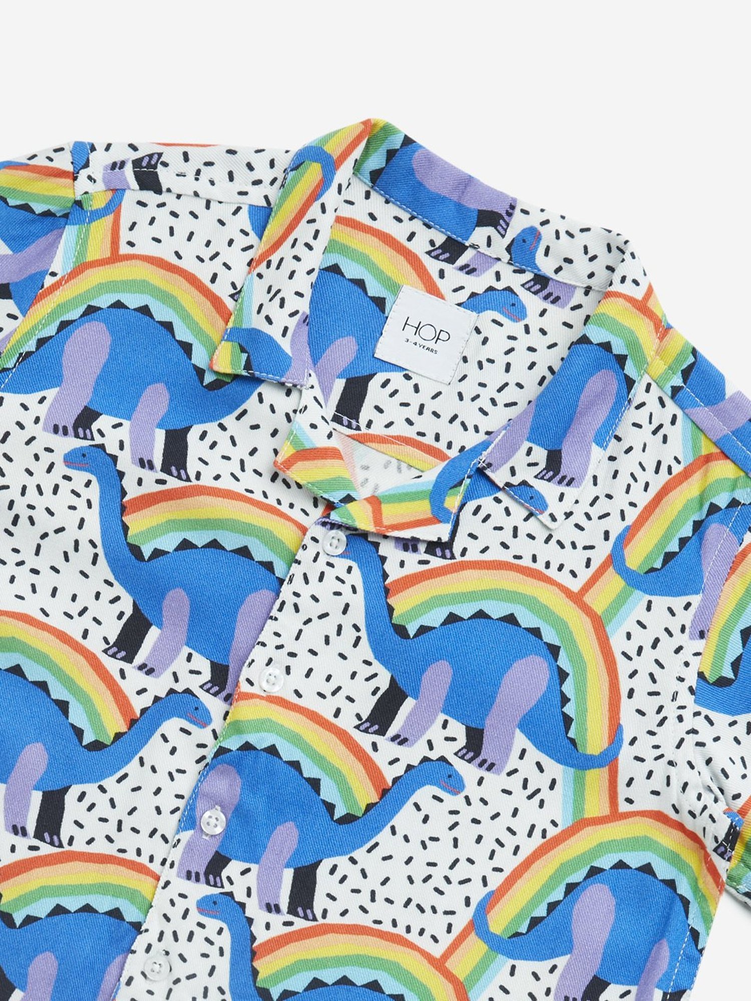 HOP Kids by Westside Multicolour Dinosaur Printed Cotton Shirt