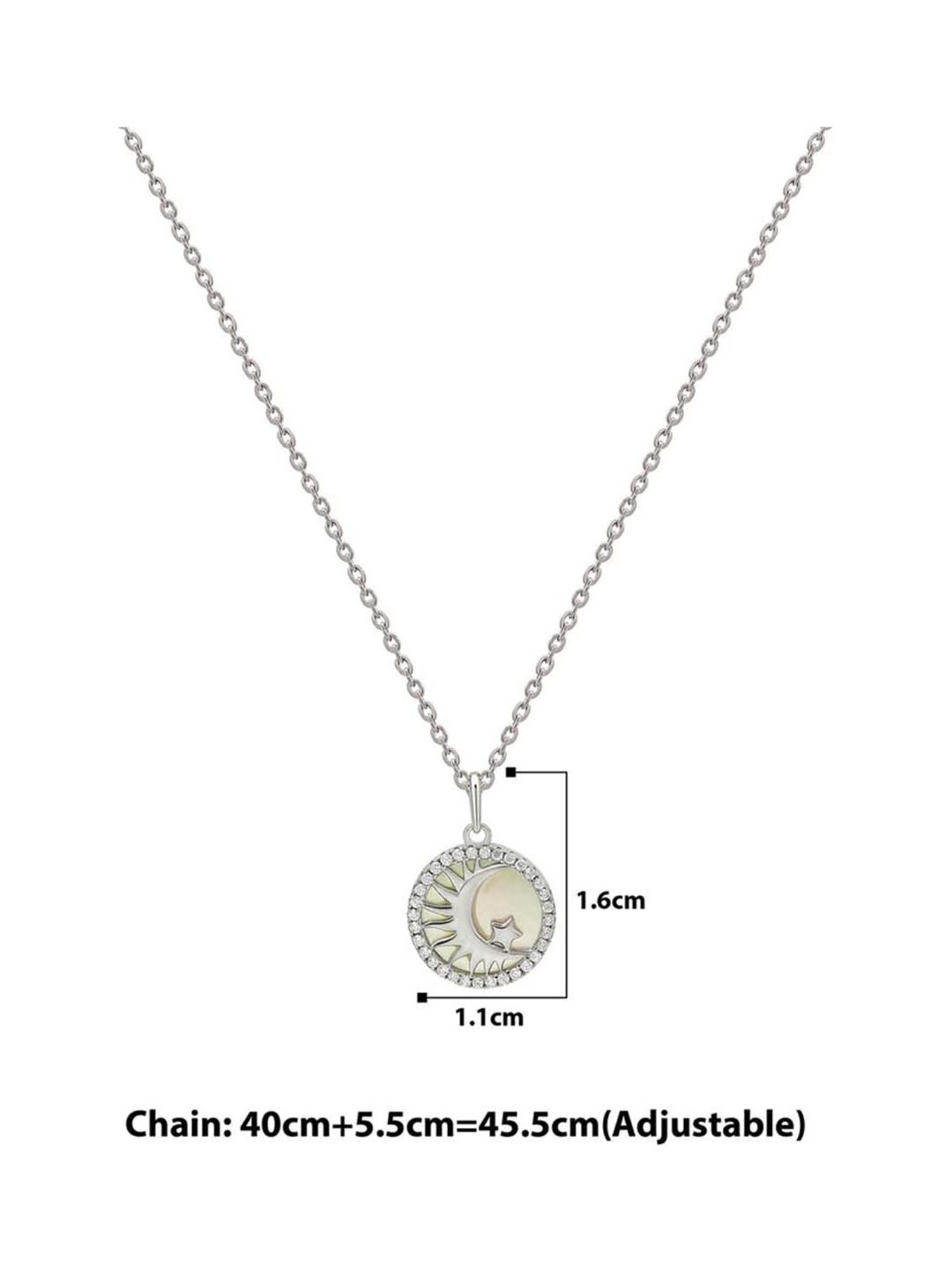 Silberry 925 Sterling Silver Crescent Pendant with Chain for Women