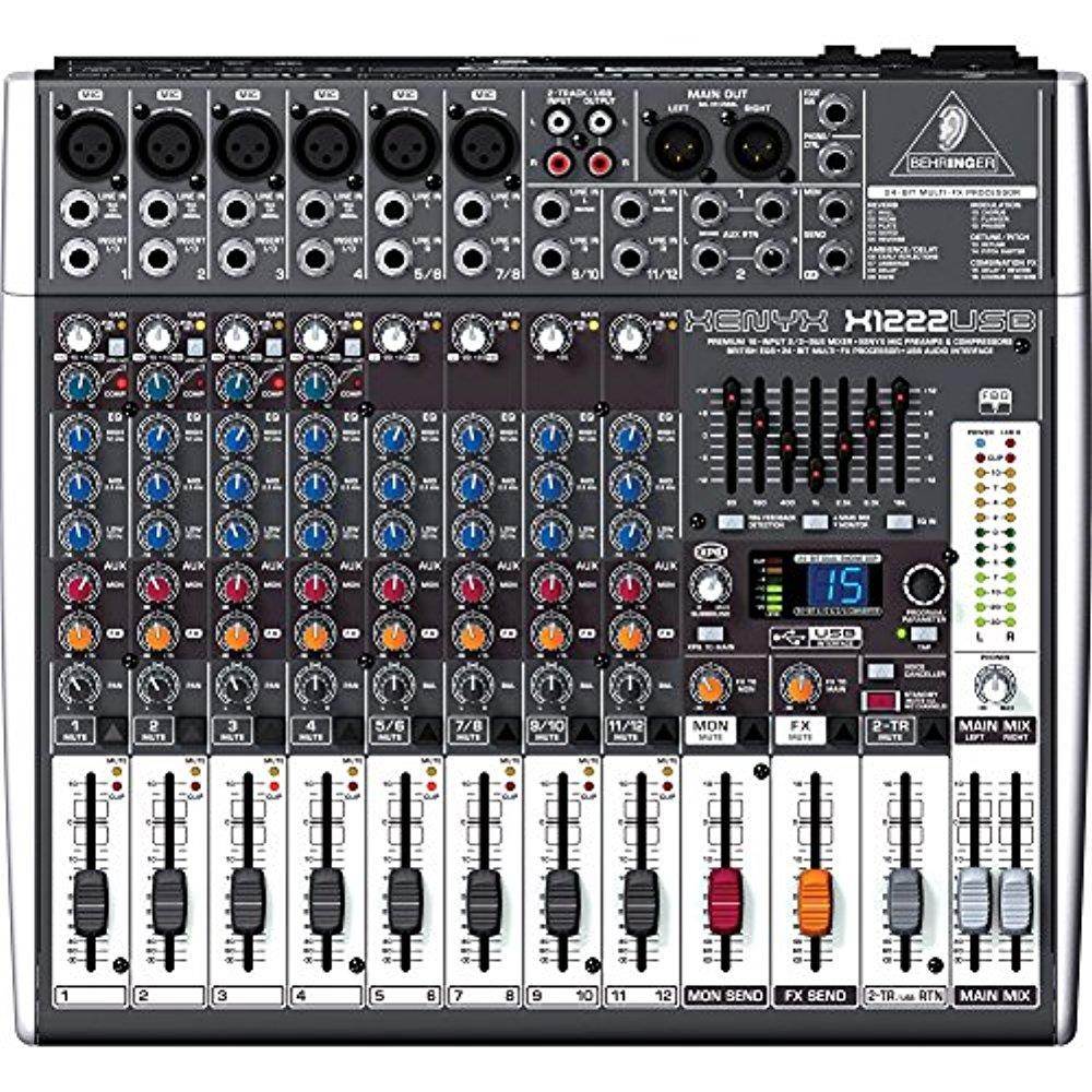 Behringer XENYX X1222USB 16-Input USB Audio Mixer with Effects & Platinum Bundle w/ Marantz Pro MPM-1000 + Home Recording Guide + 9X Cables + More