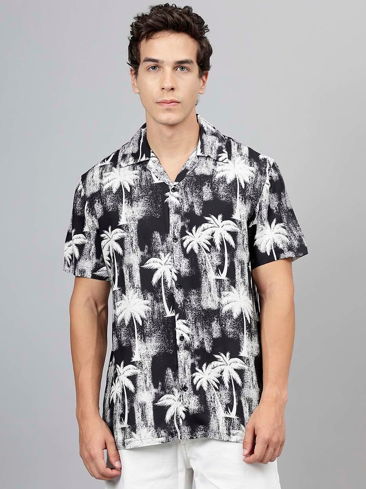 English Navy Black & White Relaxed Fit Printed Shirt