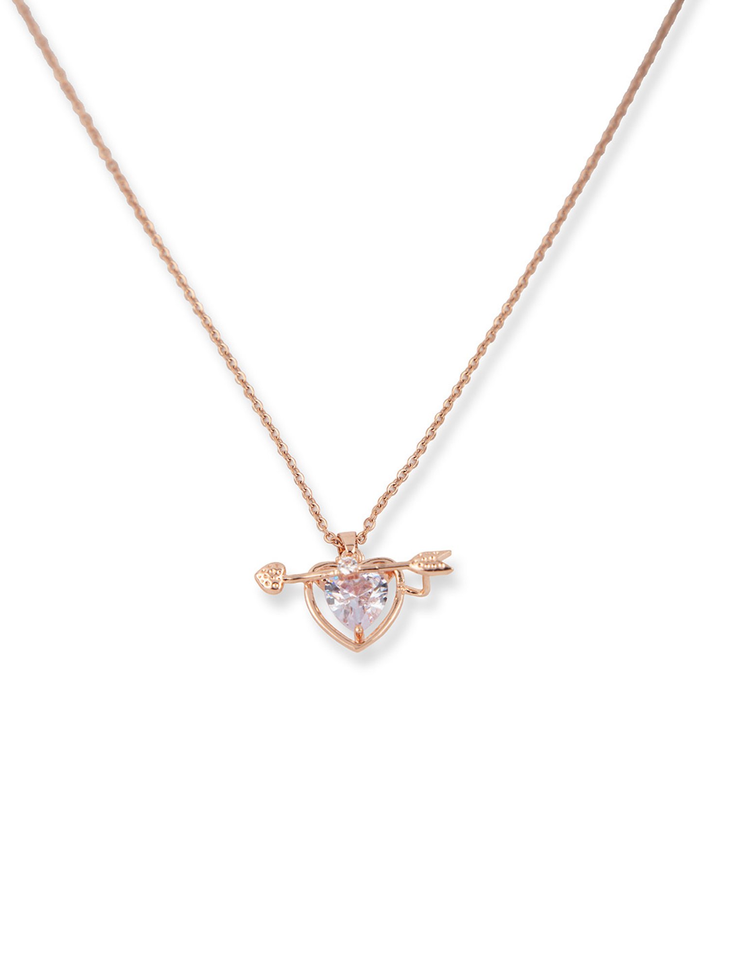 Prita by Priyaasi Rose Gold Stone Studded Heart Necklace