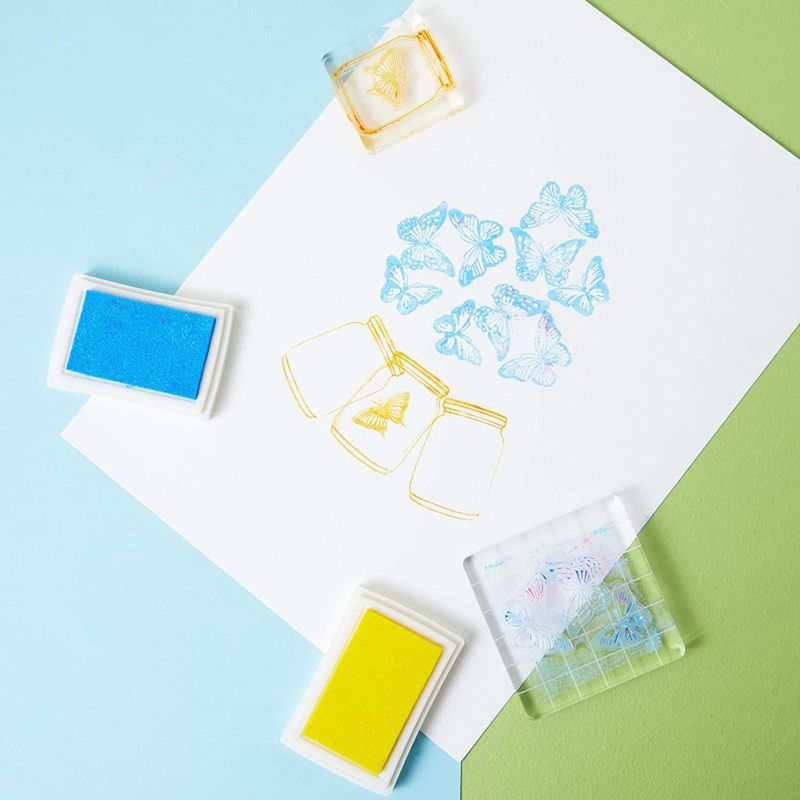 Bright Creations 6 Packs Acrylic Stamp Block Set with Gridlines for Arts and Crafts, 6 Sizes (Clear)