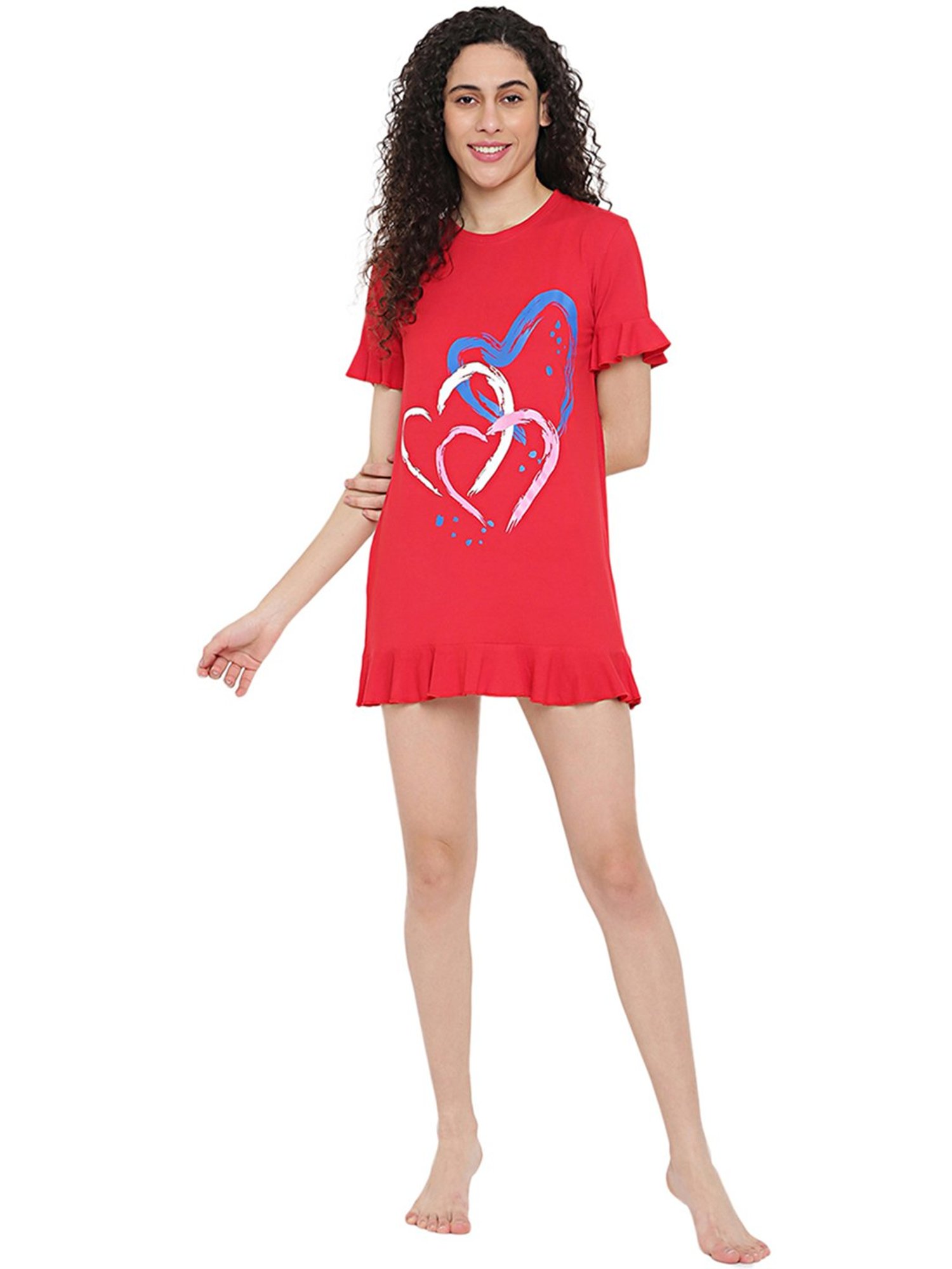 La Intimo Red Printed T-Shirt