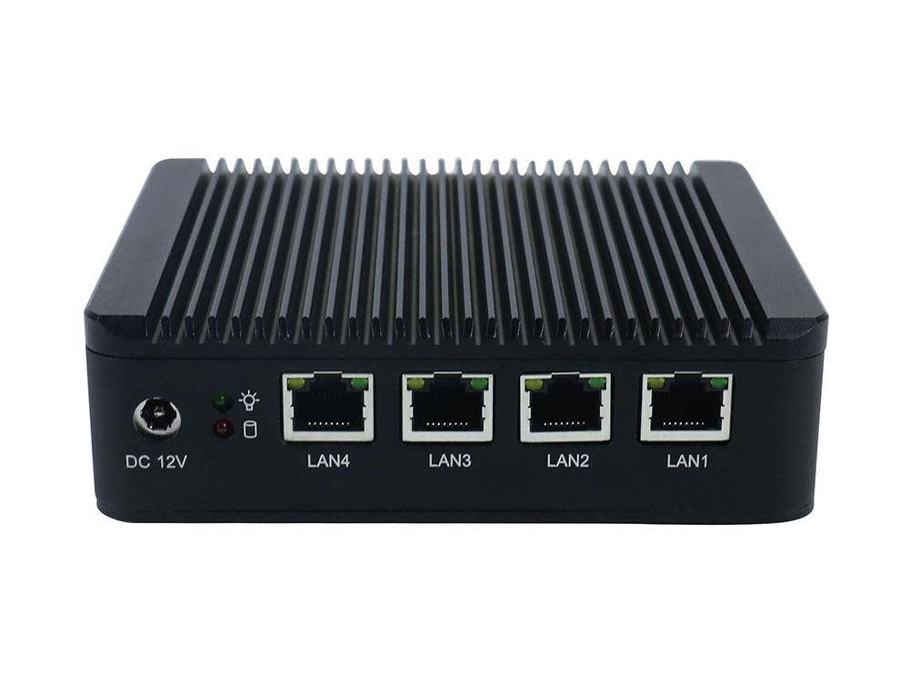 Firewall Micro Appliance/Fanless Mini PC with Intel Celeron J1900 Quad Core, 4 LAN Ports, 8GB RAM 128GB mSATA SSD