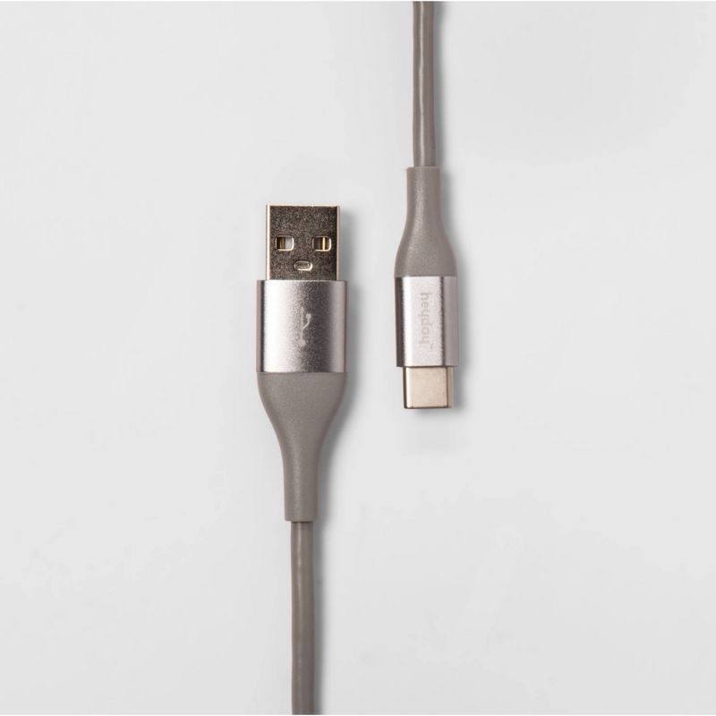 heyday™ 6' USB-C to USB-A Round Cable - Cool Gray/Silver