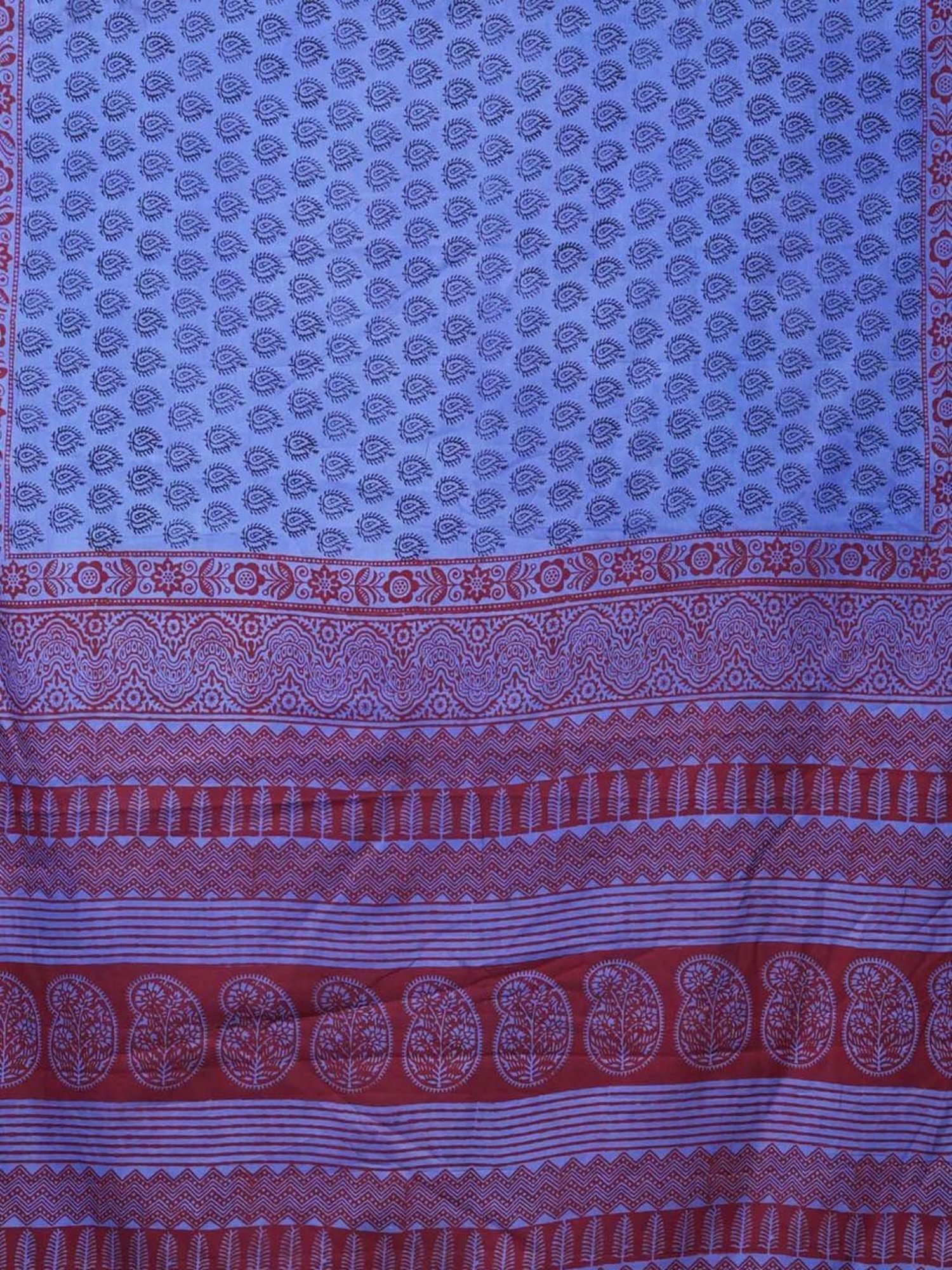 Unnati Silks Blue Cotton Printed Saree With Unstitched Blouse