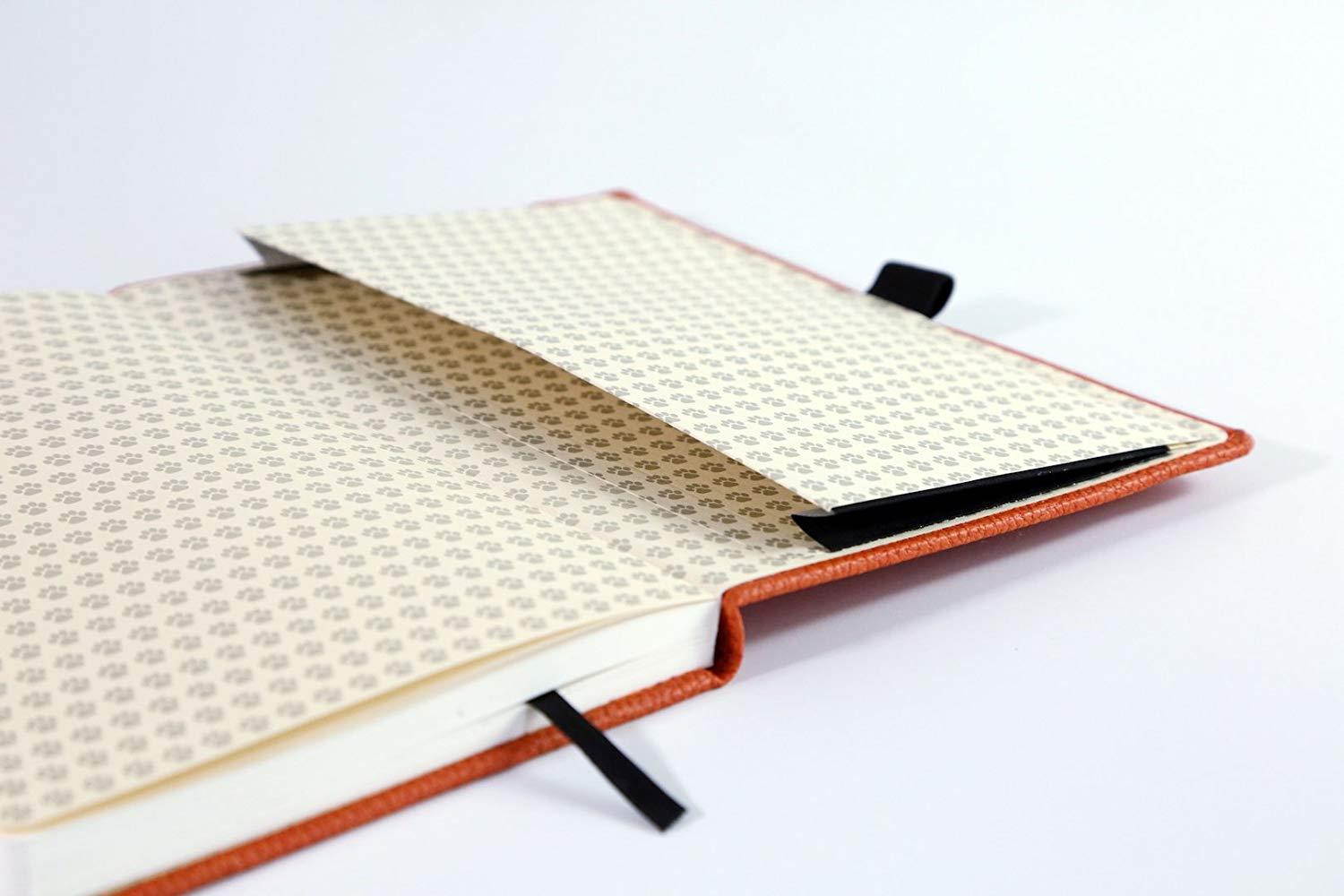 Dingbats Wildlife Medium A5+ (6.3 x 8.5) Hardcover Notebook - PU Leather, Micro-Perforated 100gsm Cream Pages, Inner Pocket, Elastic Closure, Pen Holder, Bookmark (Plain, Orange Tiger)