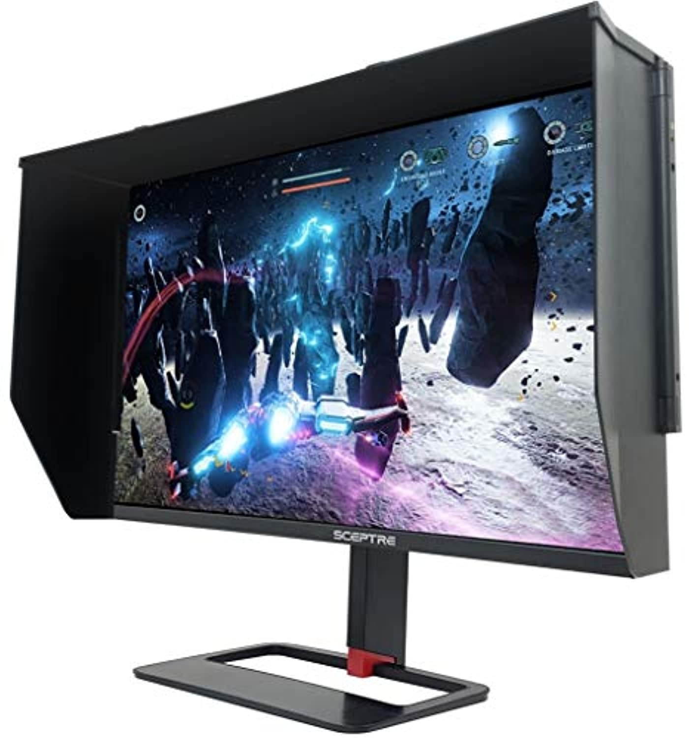 Sceptre IPS 27 inch QHD LED Monitor 2560x1440 HDR400 HDMI DisplayPort up to 144Hz 1ms Height Adjustable Gaming Blinders Included Build-in Speakers, Gunmetal Black 2021 (E275B-QPN168+) (E275B-QPN168+)