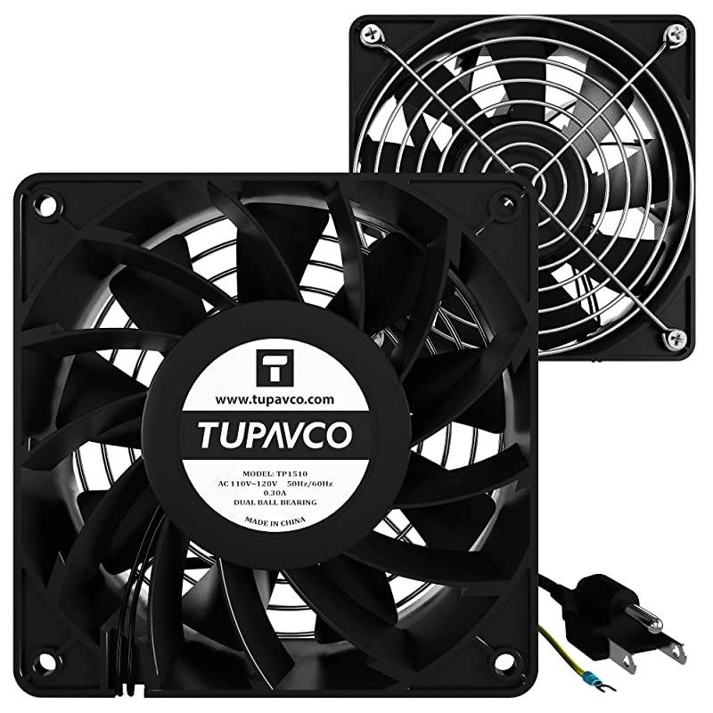 Network Cabinet Fan (Dual 2pc Kit) Server Rack Cooling (Rackmount Muffin Fans Pair 120mm 4in) 110V Cable (Extra Strong) Dual Ball for Side or Top Mount (Computer Equipment Ventilation)  TP1510