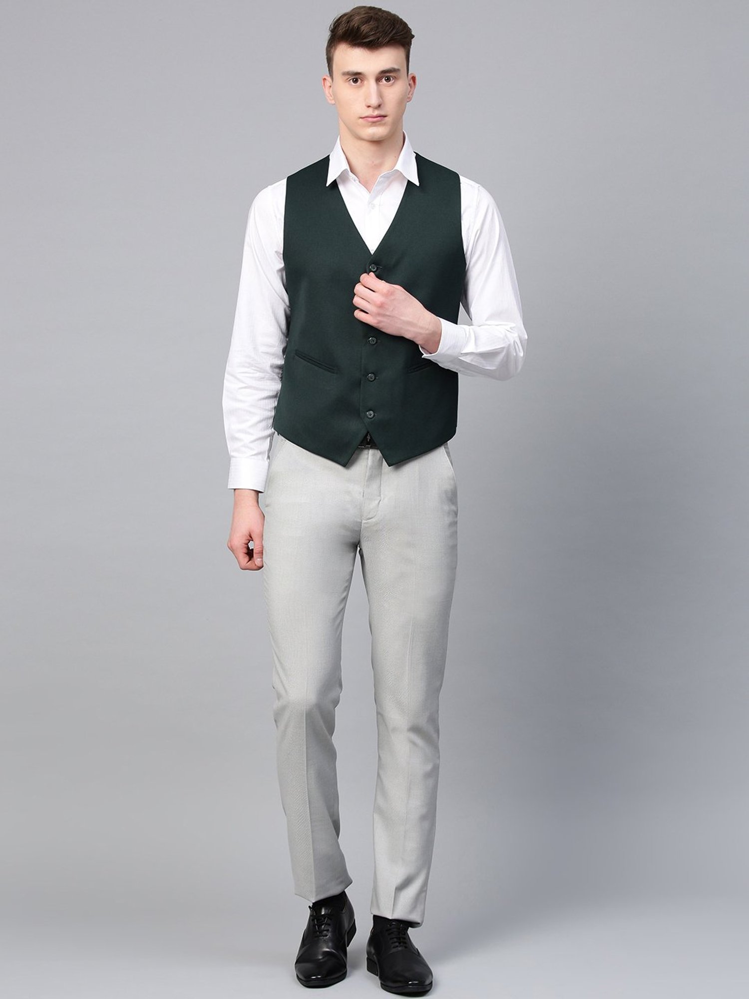ManQ Green Sleeveless Waistcoat
