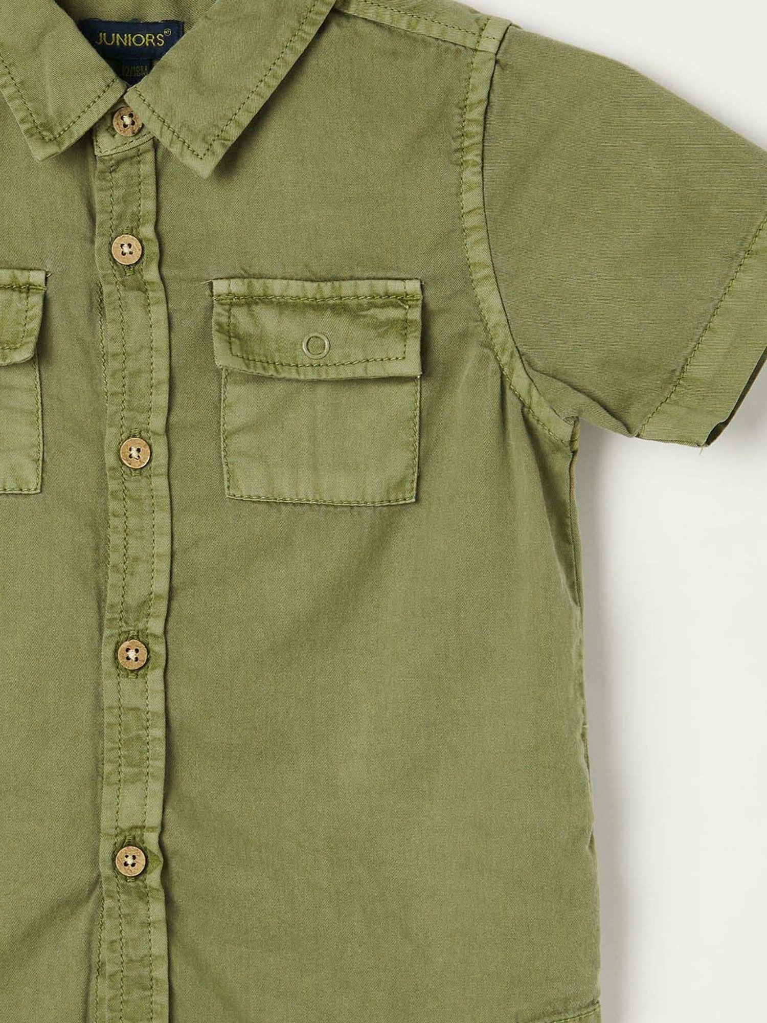 Juniors by Lifestyle Boys Olive Cotton Printed Shirt