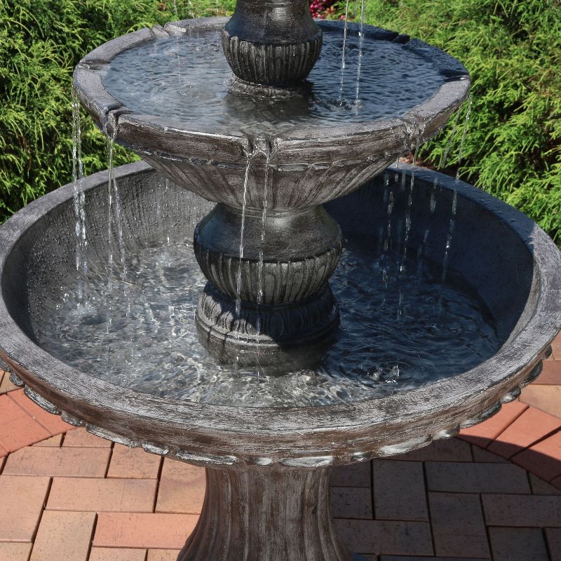 Sunnydaze 55"H Electric Polystone Classic Style 3-Tier Designer Outdoor Water Fountain, Dark Brown