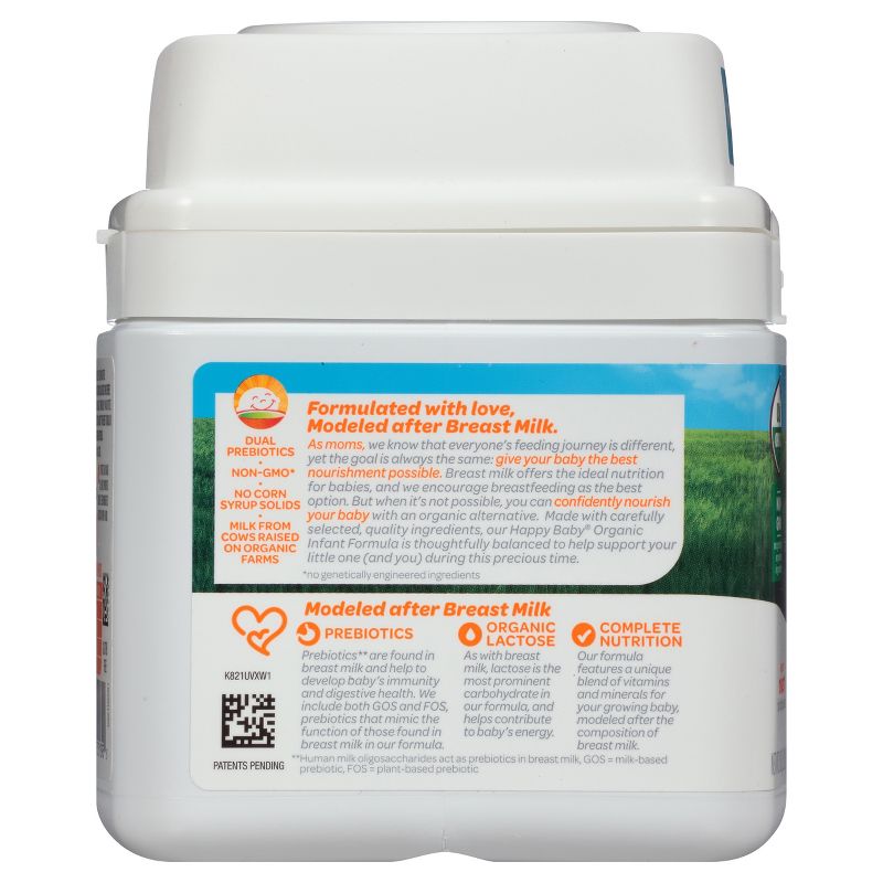 HappyBaby Organic Infant Formula with Iron Milk Based Powder - 21oz