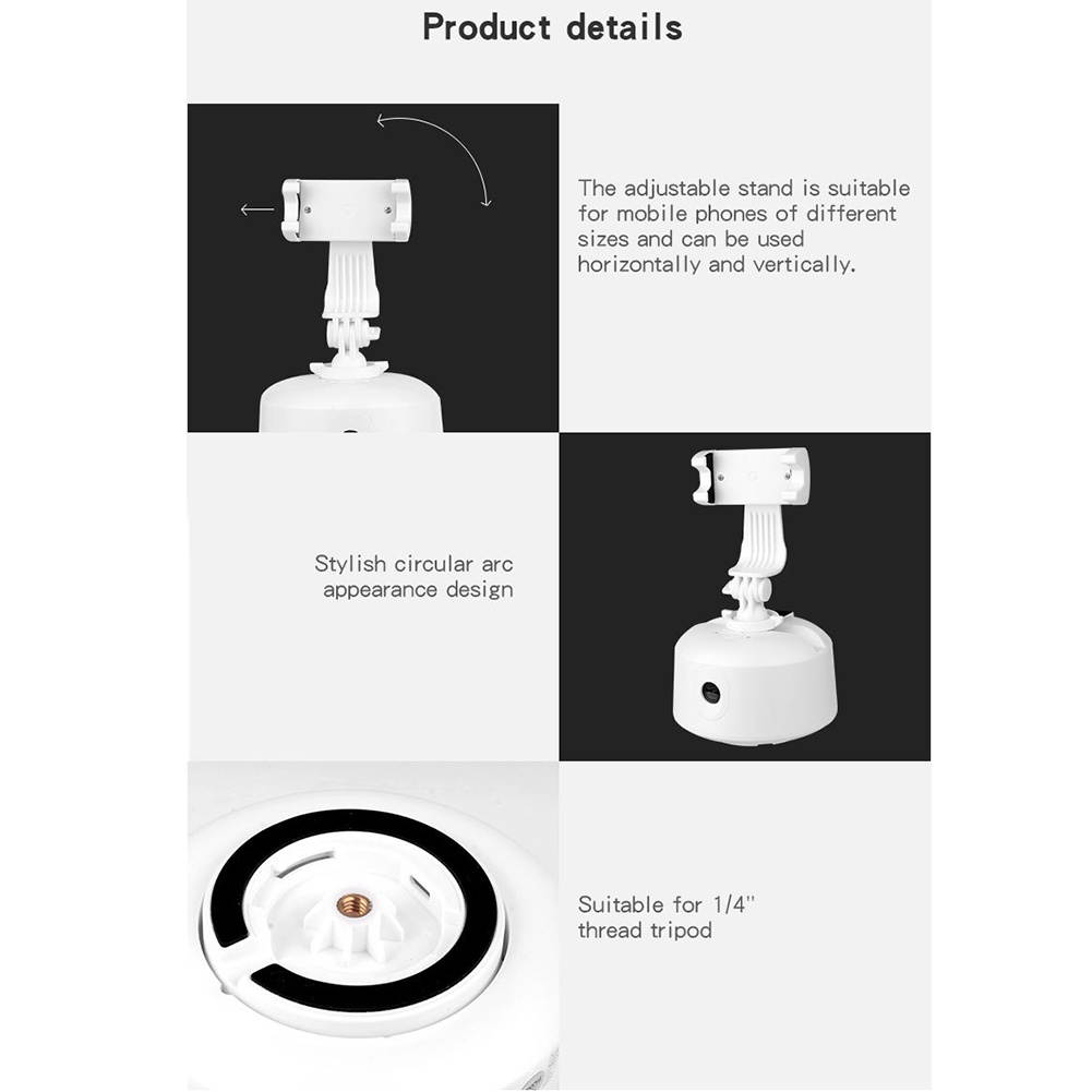 360&deg; Rotation Auto Face Tracking Live Streaming Gimbal Smart Tracking with Holder For Smartphones