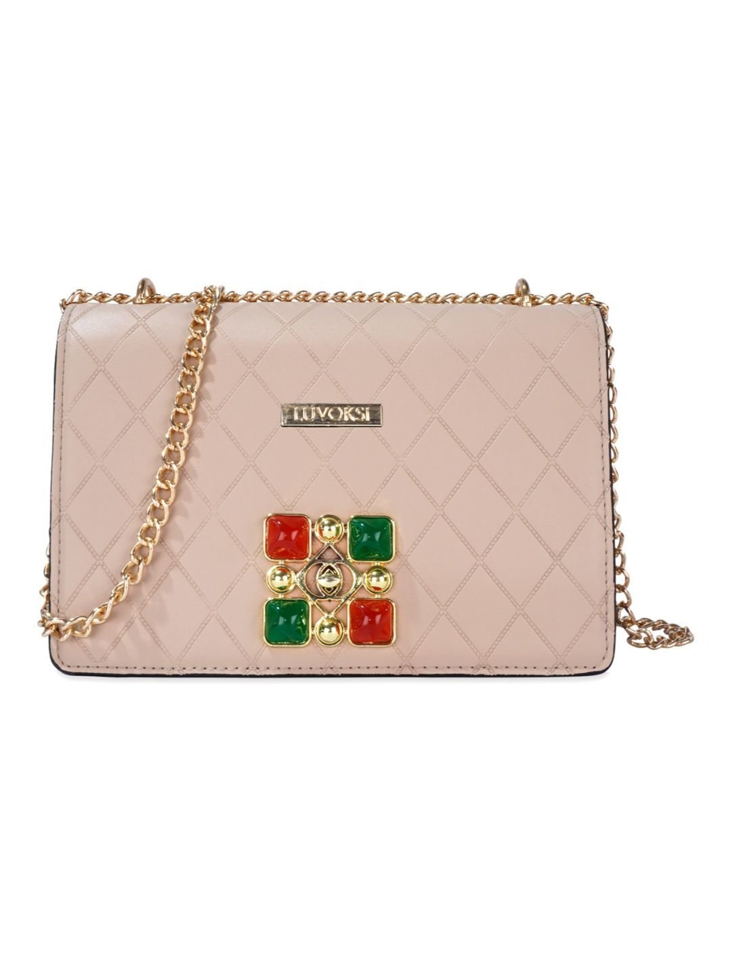 Luvoksi Beige Quilted Medium Sling Bag