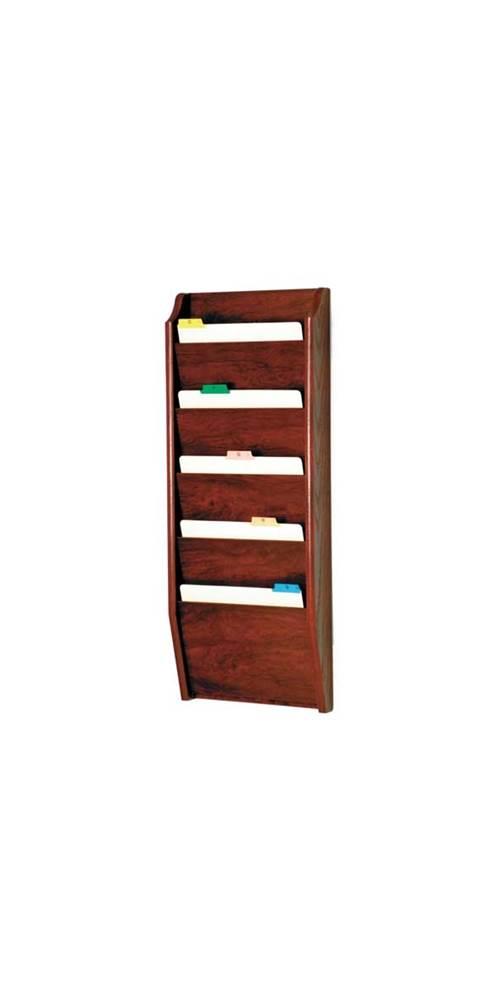 Wooden Mallet Home Office 5 Pocket Letter Size File Holder Wall Display Rack Furniture Light Oak
