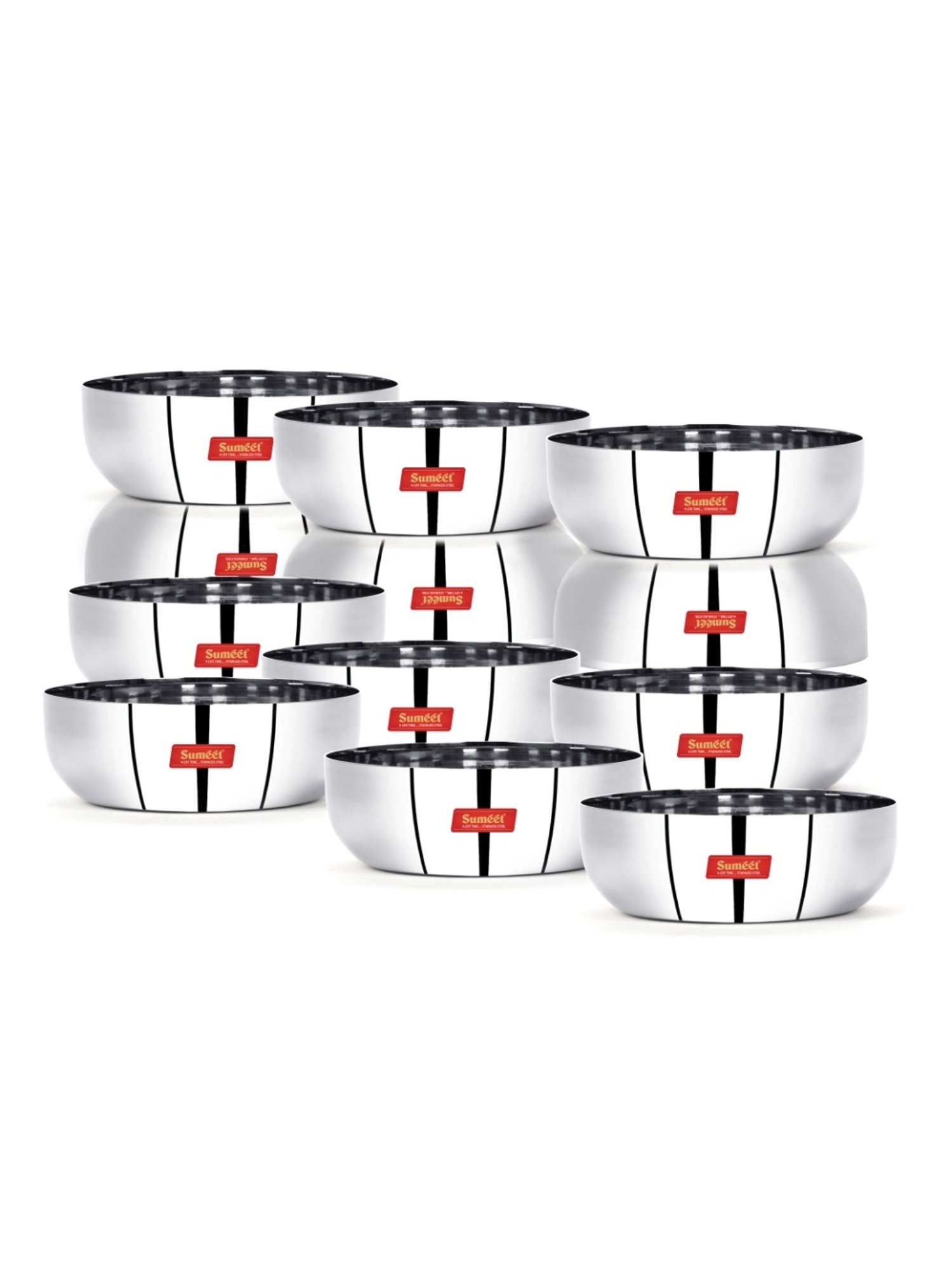 Sumeet S.S.  Apple Shape Heavy Gauge Mini Dessert Plates with Mirror Finish -10Cm Dia- Set of 12 Pcs