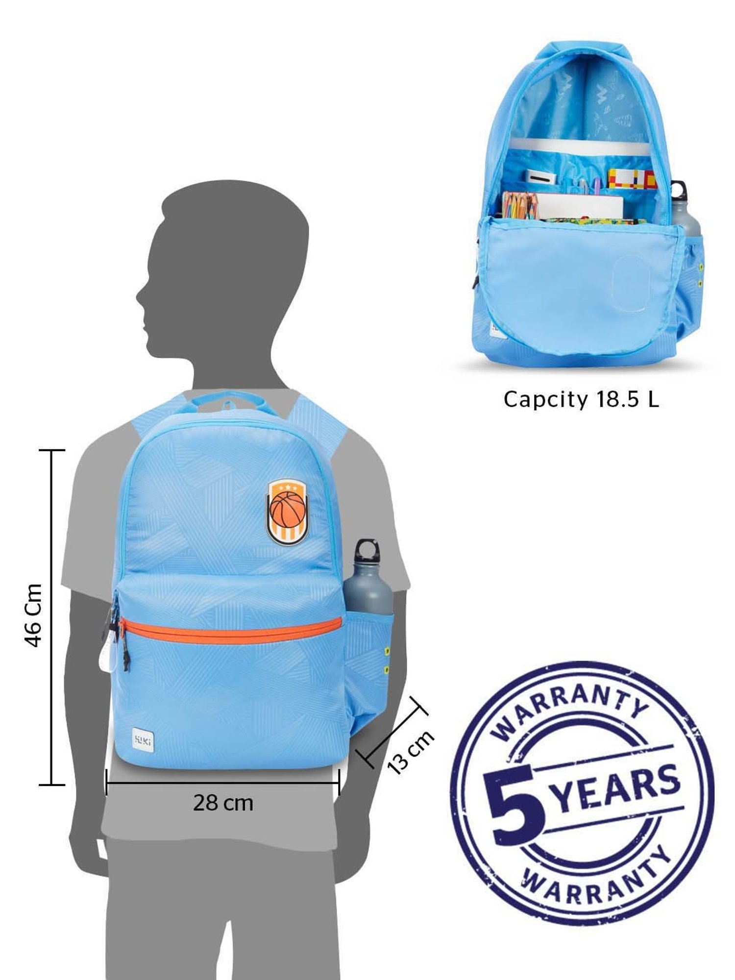Wiki 18.5 Ltrs Blue Medium Backpack