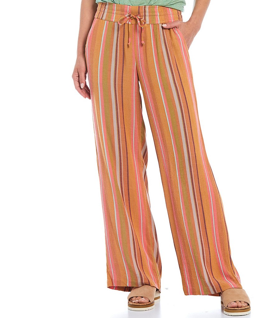 prAna Fernie Mid Rise Wide Leg Stripe Beach Pants