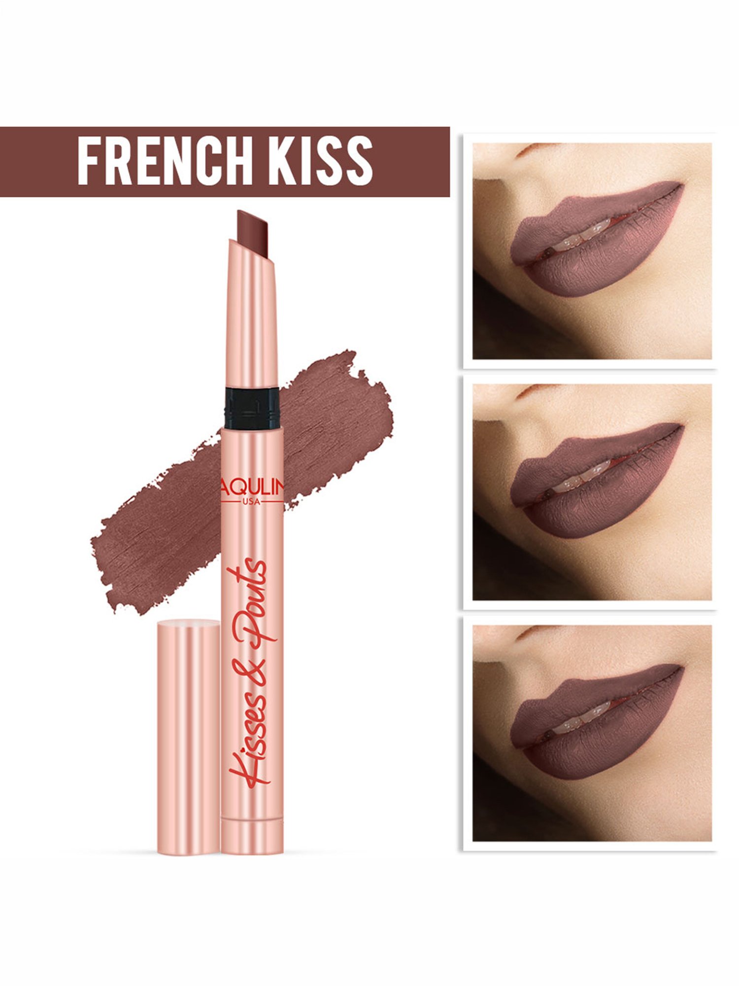 Jaquline USA Kisses & Pouts Transfer Proof Matte Lipstick French Kiss - 1.4 gm