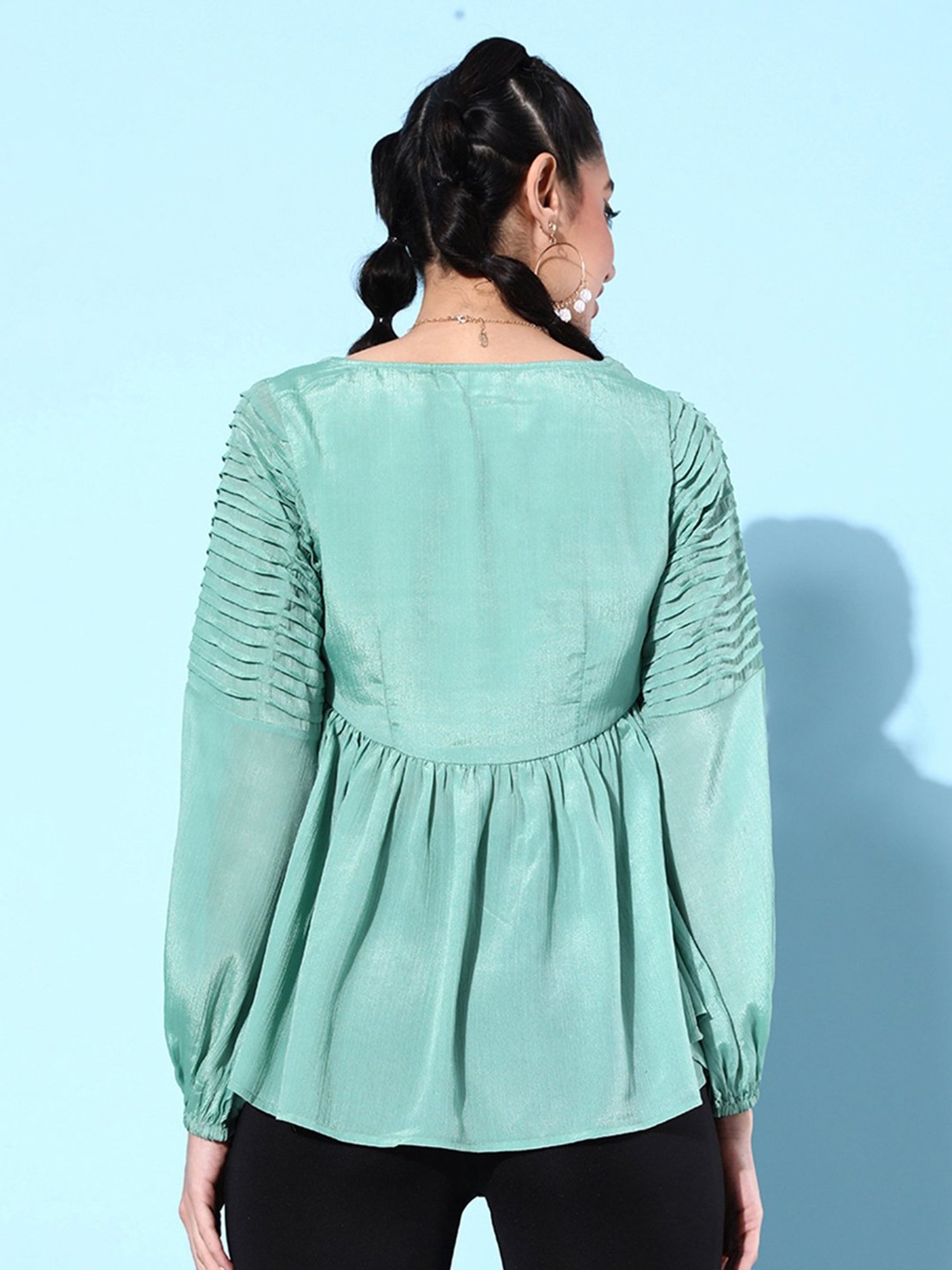QUIERO Green Peplum Top