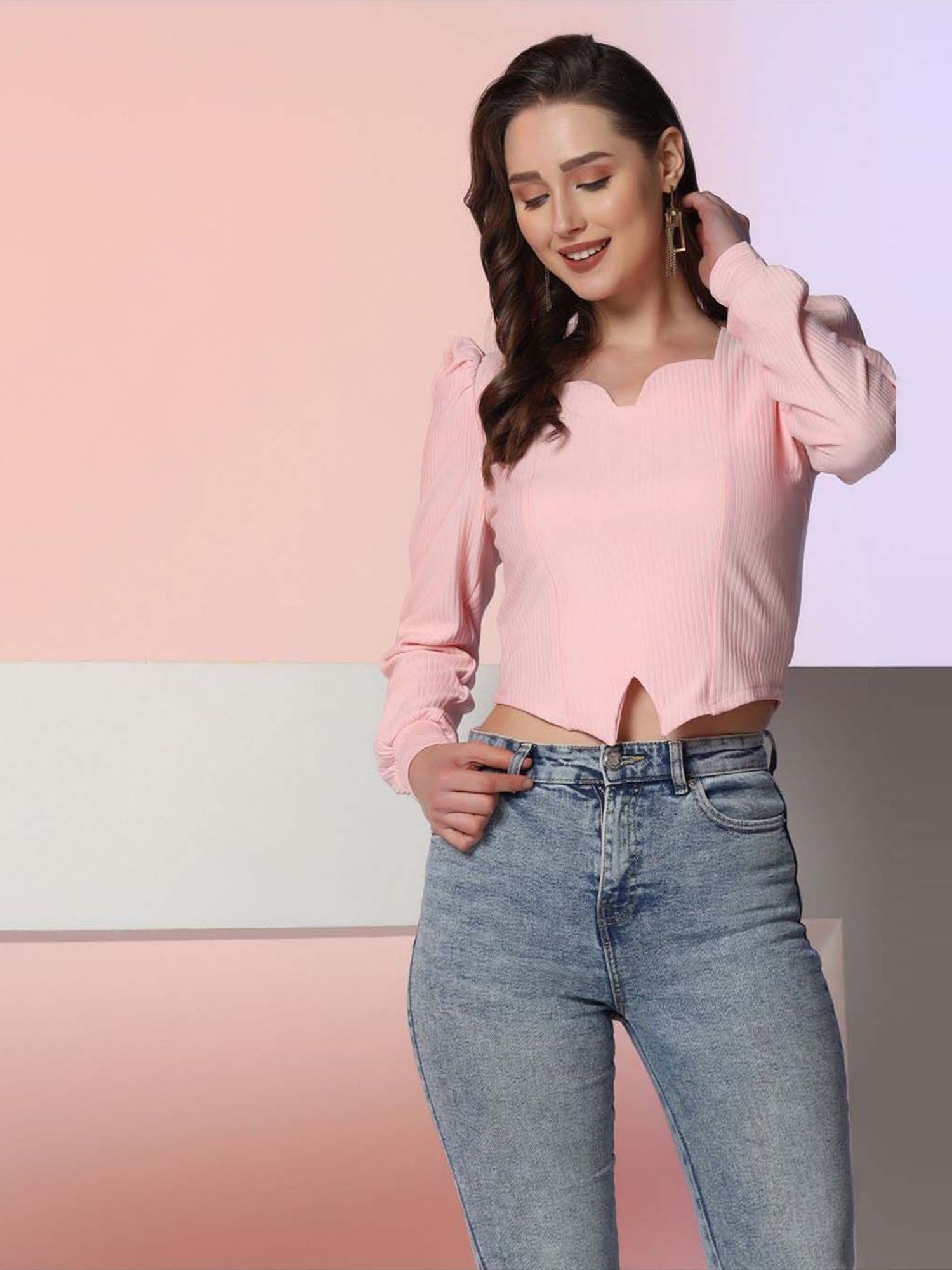 SELVIA Pink Regular Fit Top
