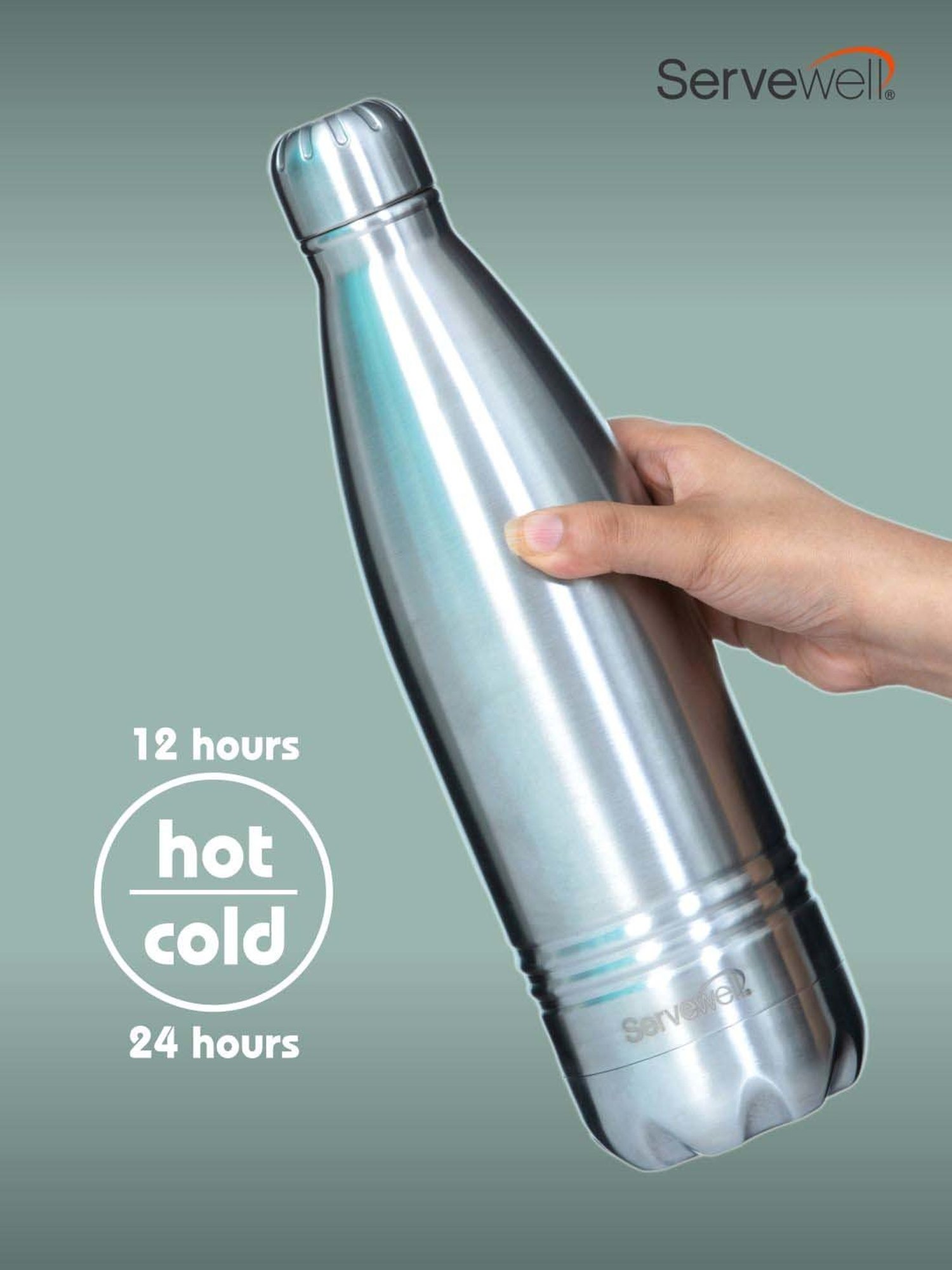 Servewell Silver Steel Indus Vacuum Bottle (1 L)