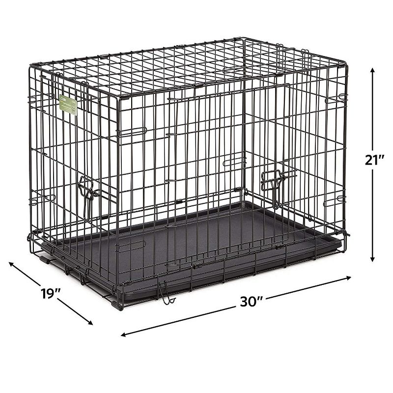 MidWest Homes For Pets iCrate Medium Sized Dog, Puppy, Cat, and Pet Crate/Kennel Kit with Cover, Fleece Bed, 2 Food/Water Bowls, and Drop Pan, Black
