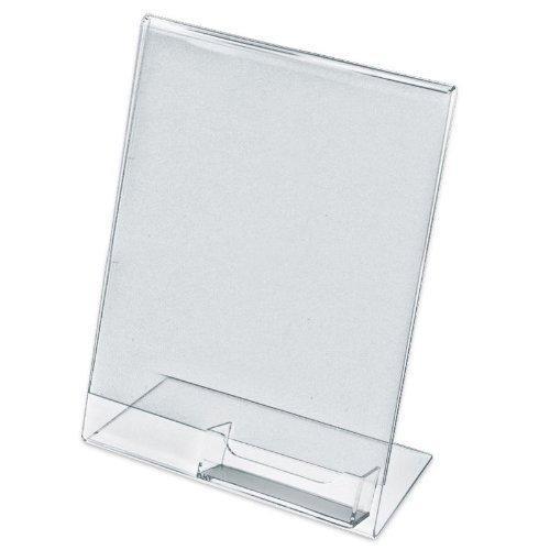 Acrylic 8.5" x 11" Slanted Sign Holder with Business Card Holder