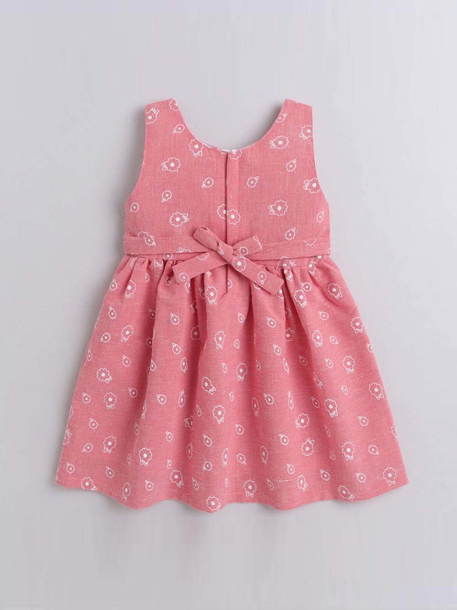 The Magic Wand Kids Pink & White Cotton Printed Dress