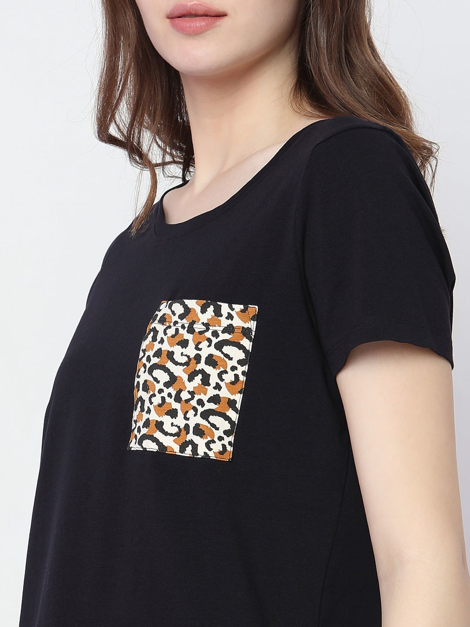 Vero Moda Intimates Black Color-Block T-Shirt With Shorts