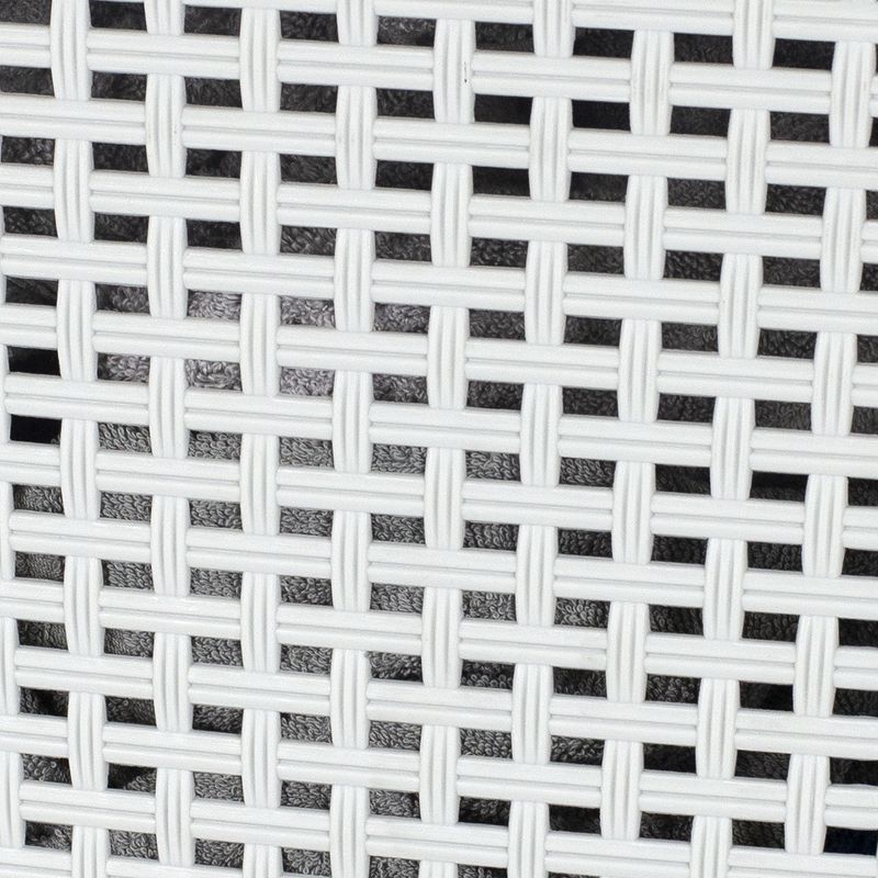 Home Basics Plastic Weave Lidded Laundry Hamper with Cut-Out Handles, White