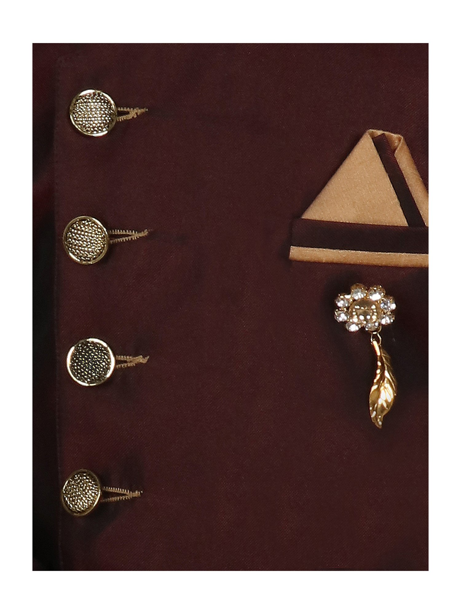 SG Yuvraj Kids Brown & Maroon Solid Sherwani with Pyjama